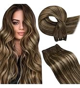 LaaVoo Human Hair Weft Extensions Ombre 18 Inch Sew in Hair Extensions Real Human Hair Wefts Hair...