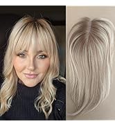 FQNing Womens Hair Topper Remy Human Hair No Bangs Soft Silk Base 5''*5.5'' Straight Hair Piece f...