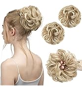 SARLA 2PCS Messy Bun Hair Piece Updo Fake Scrunchies Ponytail Extension Wavy Curly for Women Girl...
