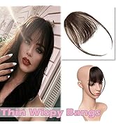 Clip in Hair Bangs with Temples Thin Wispy Hair Fringe Clip on Extensions One-piece Flat Piecy Ai...