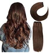 Hair Extensions Real Human Hair Chocolate Brown Remy Human Hair Extensions Clip in Natural Hair E...