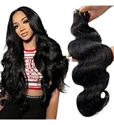 Seamless Clip in Hair Extensions Real Human Hair, Natural Black Hair Extensions Real Human Hair C...