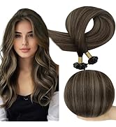 Full Shine K Tip Hair Extensions Real Human Hair Color 2/8/2 Balayage Brown Keratin Tip Hair Exte...