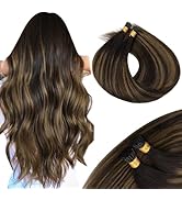 MAXITA I Tip Hair Extensions, 50g/100s, Dark Brown Mixed Chestnut Brown, 14 Inch Comfortable Wear...