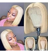 Short Bob Wigs Blonde T-Part Lace Front Human Hair Wigs Pre Plucked Hairline with Baby Hair Middl...