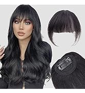 Bangs Hair Clip in Bangs Real Human Hair Extensions Natural Black Hair Pieces Clip on Natural Fla...