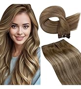 LaaVoo Weft Hair Extensions Human Hair Brown OmbreSew in Hair Extensions Real Human Hair Weft Ext...
