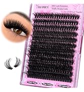 Yawamica Fluffy Lash Clusters Thick 200D Volume Eyelash Clusters 14-20mm Wispy Individual Lashes ...