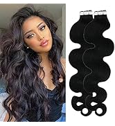 Body Wave Tape in Human Hair Extensions Wavy Black Human Hair Extensions 40 Pieces 100 Gram Natur...