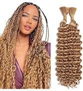 Honey Blonde Human Braiding Hair for Boho Braids #27 Deep Water Wave Bulk Human Hair for Braiding...