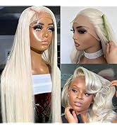 Glueless Platinum Blonde Wigs Human Hair Pre Plucked 13x6 Lace Front Wigs Human Hair, 18 Inch Str...