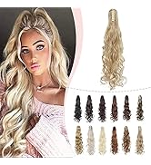 Hairro Clip in Wavy Ponytail Extensions for Women 24 Inch Long Synthetic Hair Claw in Messy Curly...