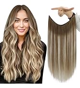 Fshine Invisible Wire Hair Extensions Real Human Hair Brown Remy Hair Hidden Hair Extensions Ches...