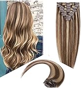 Clip in Hair Extensions Real Human Hair 18 Inch 8 PCS 18 Clips Natural Hair Clip on Extensions Ba...