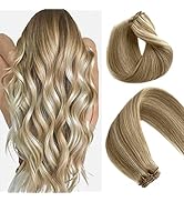 Hair Wefts Sew in Extensions Beige Blonde Mix Platinum Blonde Highlights Remy Hair Extensions Sew...