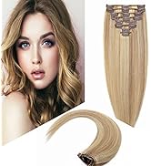 Clip in Hair Extensions Real Human Hair 18 Inch 8 PCS 18 Clips Natural Hair Clip on Extensions Ba...