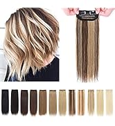 SEGO 2 Pcs Clip in Hair Piece 6 Inch Mini 100% Human Hair Short Straight Hairpieces Invisible Hai...