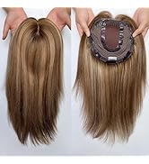 FQNing Human Hair Topper for Women, High End Soft Large Cap 7''x 7'' Straight Natural Hair Piece ...