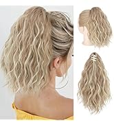 SARLA Short Ponytail Extension Claw Clip in 13 Inch Fluffy Synthetic Curly Wavy Pony Tail Hairpie...