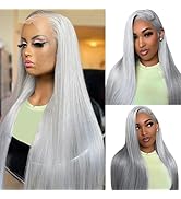 Ubetta Grey Lace Front Wigs Human Hair, 20 Inch Silver Grey Glueless Wigs Human Hair Pre Plucked ...