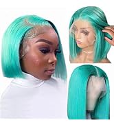 Bob Wig Human Hair Lake Blue 13x4 Lace Front Wigs Human Hair 10 Inch Short Bob Glueless Wigs Huma...