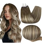 Full Shine Micro Link Human Hair Extensions 24 Inch Long Microloop Extensions Color 3 Brown Ombre...