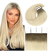 Lacer Remy Tape in Hair Extension Human Hair Balayage Light Ash Brown to Platinum Blonde Seamless...