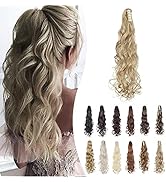 Hairro Clip in Wavy Ponytail Extensions for Women 24 Inch Long Synthetic Hair Claw in Messy Curly...