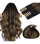 MAXITA Hair Extensions Tape in Hair Extensions Human Hair 16 inch 50g 20pcs Balayage Dark Brown t...