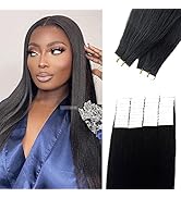 Yaki Straight Tape in Hair Extensions for Black Women, 40 Pieces 100 Gram Double Sided Skin Weft ...