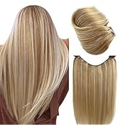 Clip in Hair Extensions Real Human Hair,16 Inch Human Hair Clip in Extensions,Caramel Balayage Bl...