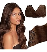 Clip in Hair Extensions, 70g 5pcs Chocolate Brown Clip in Hair Extensions Real Human Hair Long St...