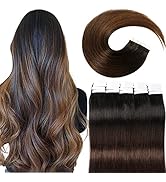 VINBAO Tape in Hair Extensions 1B Off Black Trend To 4 Chocolate Brown 50g 20Pcs 22 inch Tape In ...