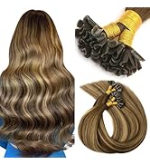 VINBAO U Tip Hair Extensions Human Hair Balayage 50g 50s Brown to Caramel Blonde Hot Fusion Remy ...