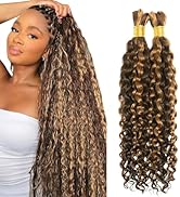 Human Braiding Hair for Boho Braids #4/27 Deep Water Wave Bulk Human Hair for Bohemian Braiding N...
