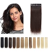 SEGO 2 Pcs Clip in Hair Piece 6 Inch Mini 100% Human Hair Short Straight Hairpieces Invisible Hai...