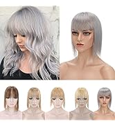 SEGO Grey Hair Toppers for Women Real Human Hair with Bangs 150% Density Clip in Topper Top Wigle...