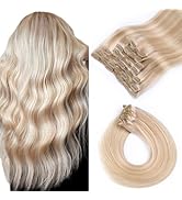 VINBAO Clip In Hair Extensions Real Human Hair Balayage Golden Brown to Platinum Blonde Thick Hum...