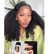Nadula Glueless Afro Kinky Curly Half Drawstring Wig Human Hair No Leave Out with 4C Blend Edges ...