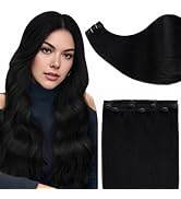 Full Shine Clip in Hair Extensions Black Women 10 Inch Lacer Clip in Hair Extensions Jet Black Re...
