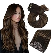 Moresoo Seamless Clip in Hair Extensions Human Hair Balayage Seamless Clip in Human Hair Extensio...