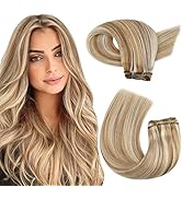 Moresoo Sew in Hair Extensions Real Human Hair Remy Straight Weft Hair Extensions Human Hair Medi...