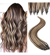 SEGO 18 Inch 30g Upgrade 8D Human Hair Extensions Nano Beads Balayage Pre-bonded Seamless Hairpie...