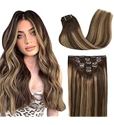 GOO GOO Clip-in Hair Extensions for Women, Soft & Natural, Handmade Real Human Hair Extensions, C...