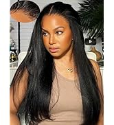 Beauty Forever Kinky Edge Yaki Straight Bye Bye Knots Glueless Wig 7x5 Pre Cut Lace Front Wigs Hu...