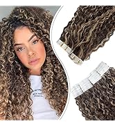 Tape in Hair Extensions Jerry Curly Human Hair Tape in Extensions Curly Remy Hair Tape ins Extens...