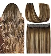 VINBAO Wire Hair Extensions Real Human Hair Color 4 Chocolate Brown Fading to Blonde 14in 70g Hai...
