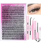 Eyelash Extension Kit 320pcs Lash Clusters D Curl 9-16mm Mix 40D Individual Lashes with Lash Bond...