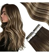 Moresoo Tape in Human Hair Extensions Ombre Tape in Extensions Human Hair Balayage Brown to Caram...