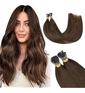 GOO GOO I Tip Hair Extensions Human Hair 50g 100 Strands Itip Extensions Pre Bonded Chocolate Bro...